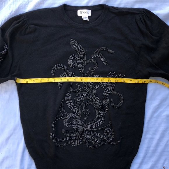 Black wool top with sequence - Picture 4 of 10